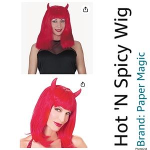 Paper Magic Group Hot n Spicy red devil wig Halloween costume NEW